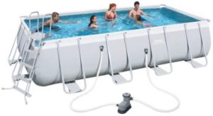 Bestway 56465 18Ft Pro Silver Rectangle Framed Swimming Pool