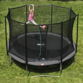 The Berg Favorit 380 Grey Trampoline With Safety Net Comfort is hard-wearing.