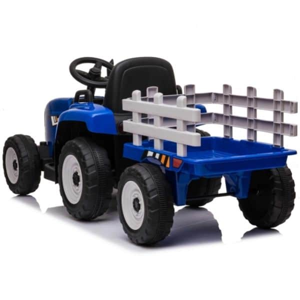 12v Kids Electric Tractor With Trailer And Remote Blue