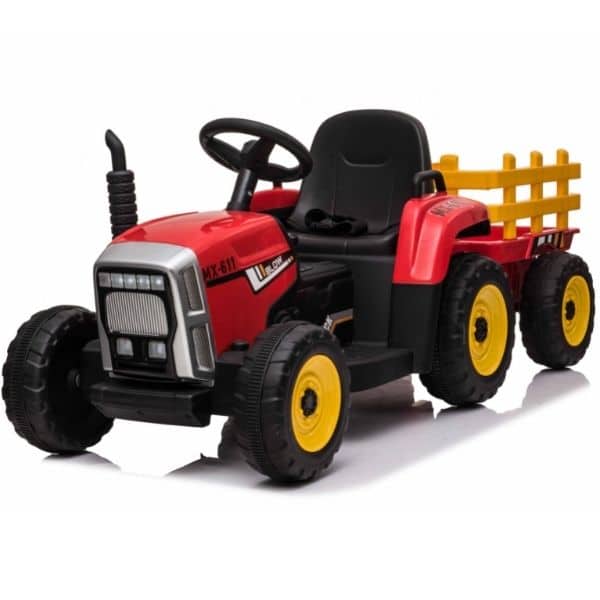 12v kids electric tractor with trailer and remote red