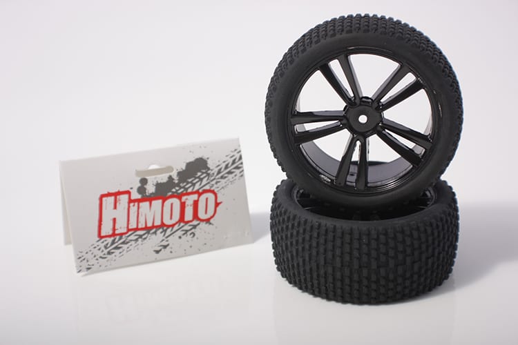 Himoto 31310b 1/10th Buggy Rear Tires And Rim Set. Black Rims