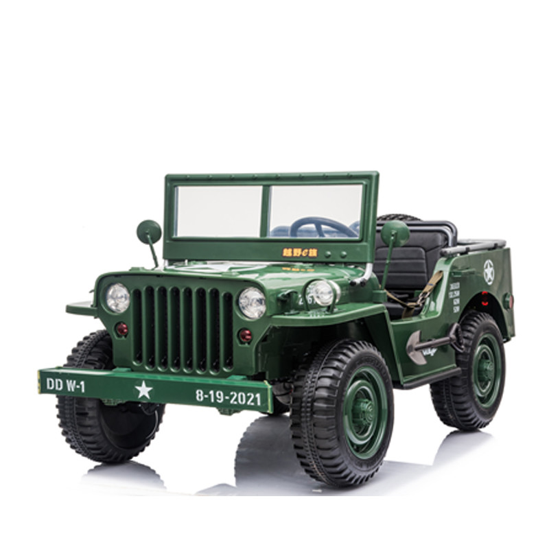 Kids Electric Jeep 3 Seater Vintage Style Green