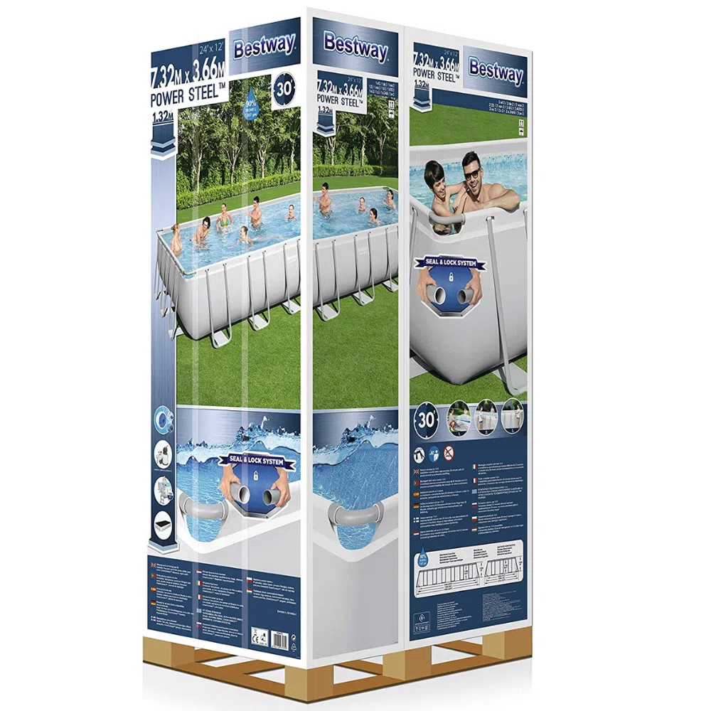 Bestway 56475 steel pro rectangular pool 24ft with filter 732x366x132cm