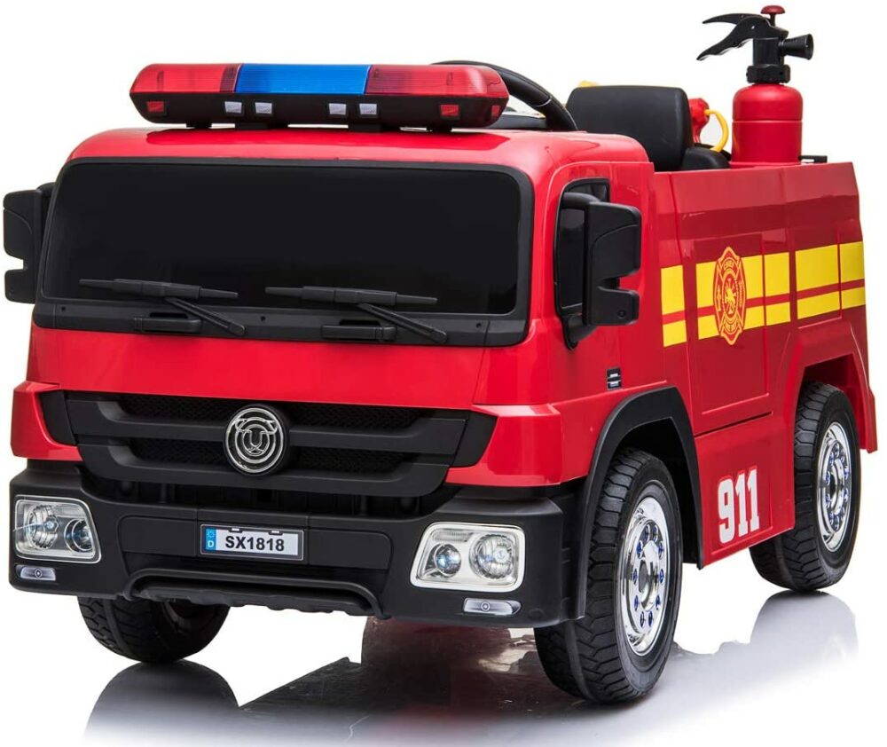 12v Kids Fire Engine With Hat And Water Hose