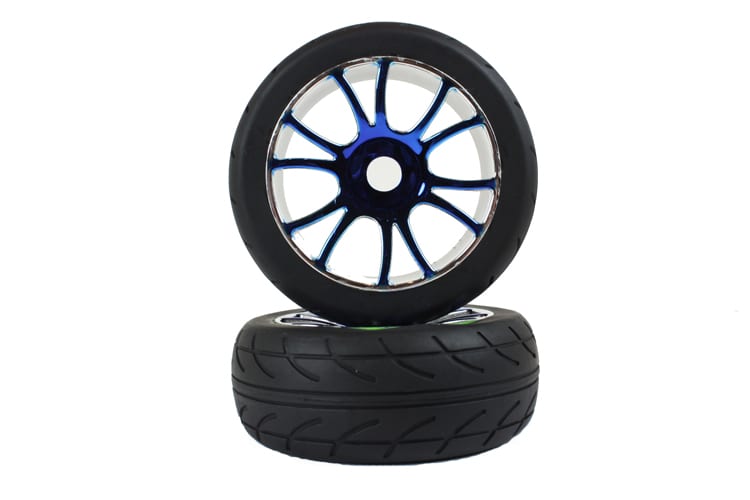 Blue chrome on road tire andamp;amp; rim complete 2p (67007pb)