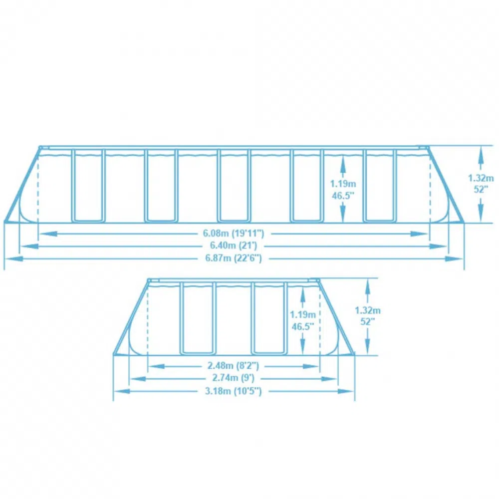Bestway 5612b 21ft power steel rectangular pool 640x274x132cm