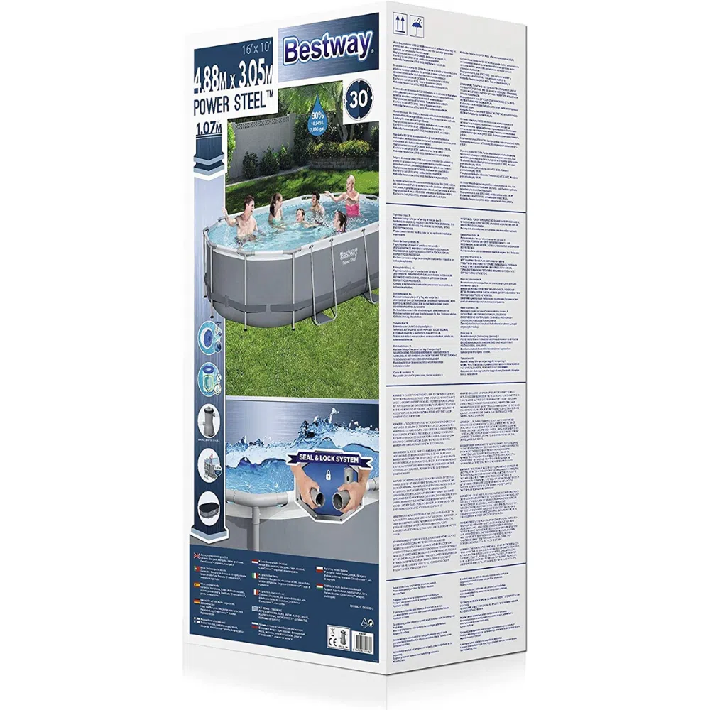 Bestway 56448 16ft power steel frame oval pool set 488x305x107cm