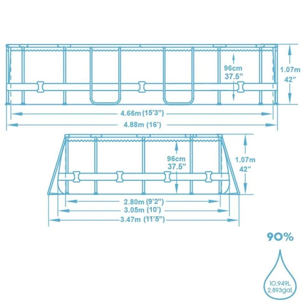Bestway 56448 16ft power steel frame oval pool set 488x305x107cm