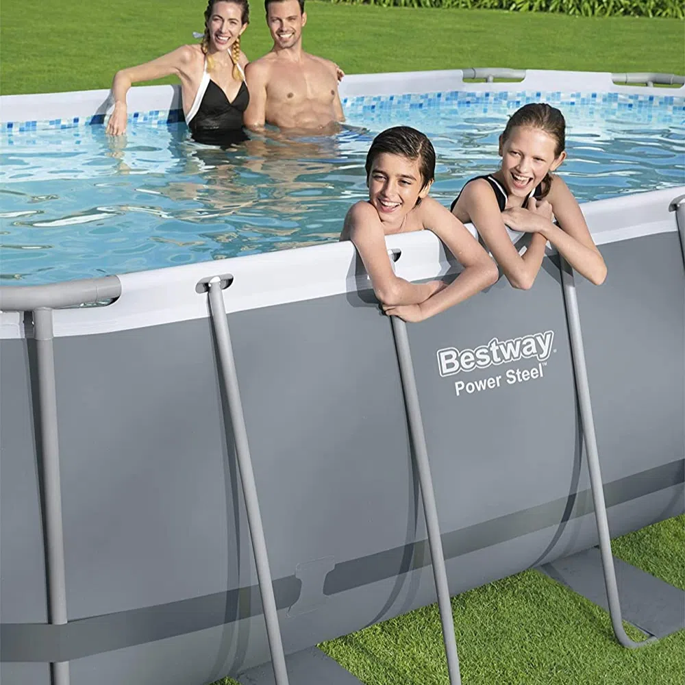 Bestway 56448 16ft power steel frame oval pool set 488x305x107cm