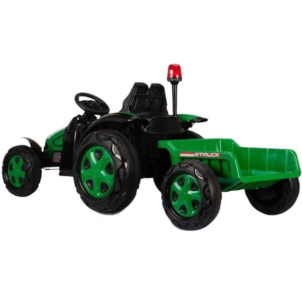 12v Kids Electric Tractor And Trailer With Work Light – Green