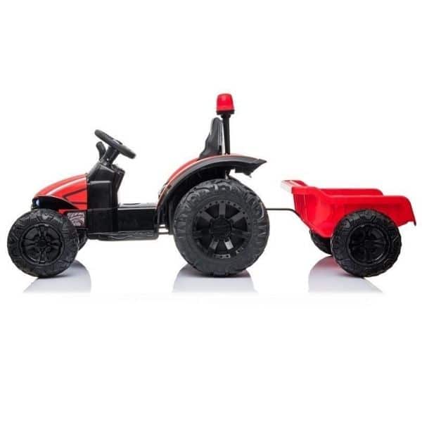 12v Kids Electric Tractor And Trailer With Work Light – Red