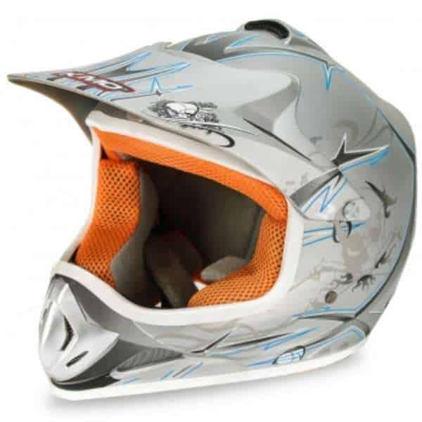 Kids motocross mx open face helmet silver - l