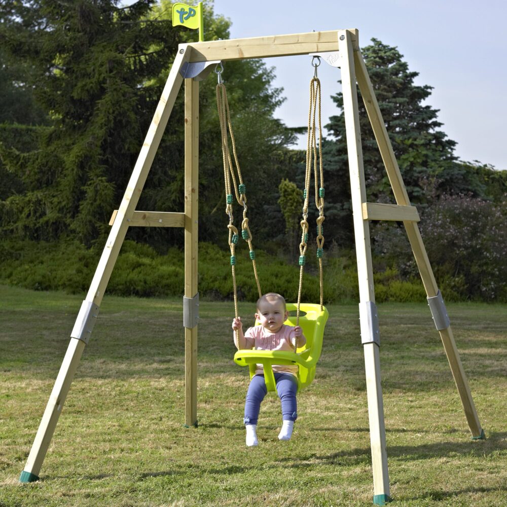 Tp Forest Acorn Growable Wooden Swing Set With Early Fun Baby Seat- Fsc