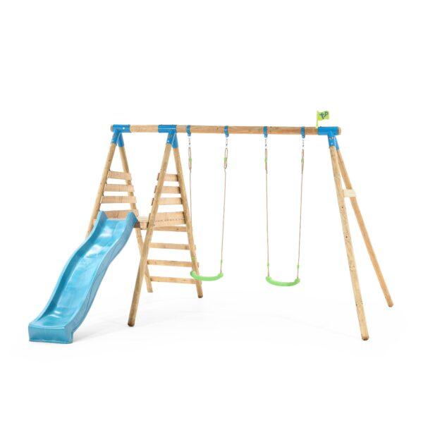 Tp brecon wooden double swing set & slide-fsc
