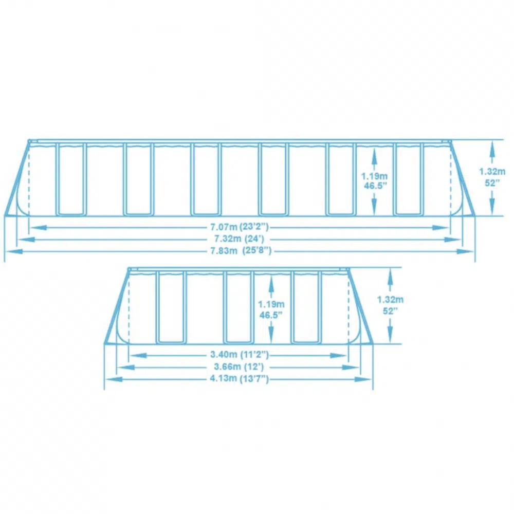 Bestway 56475 steel pro rectangular pool 24ft with filter 732x366x132cm
