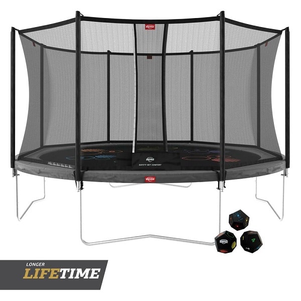 Berg favorit 430 grey trampoline levels with comfort net