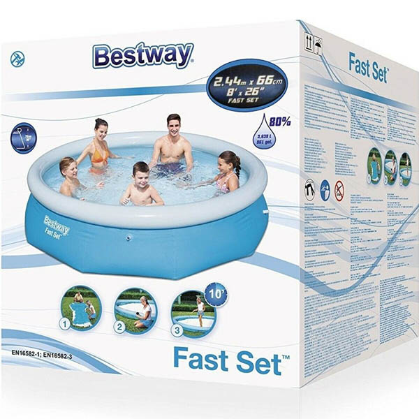 Bestway 57268 8Ft Round Inflatable Fast Set Pool 1