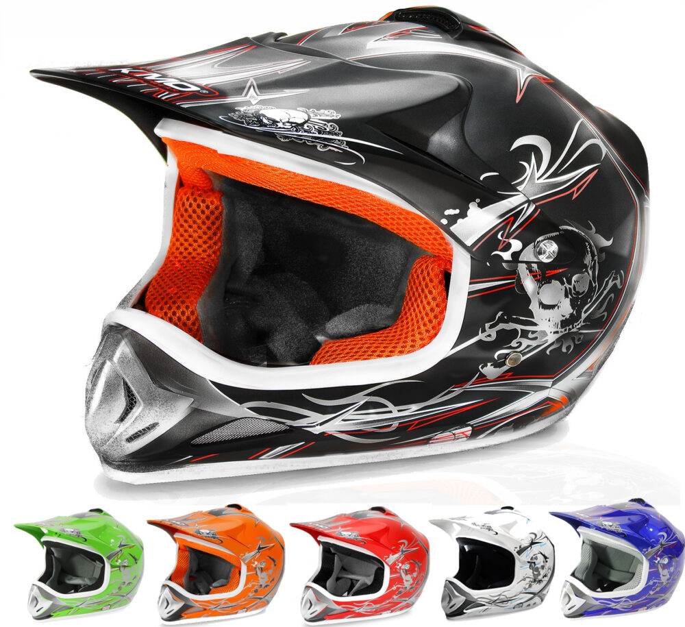 Kids motocross mx open face helmet black