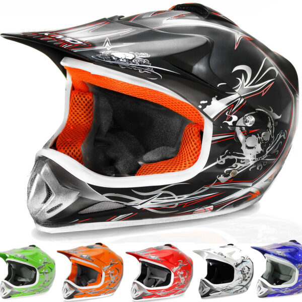 Kids motocross mx open face helmet black