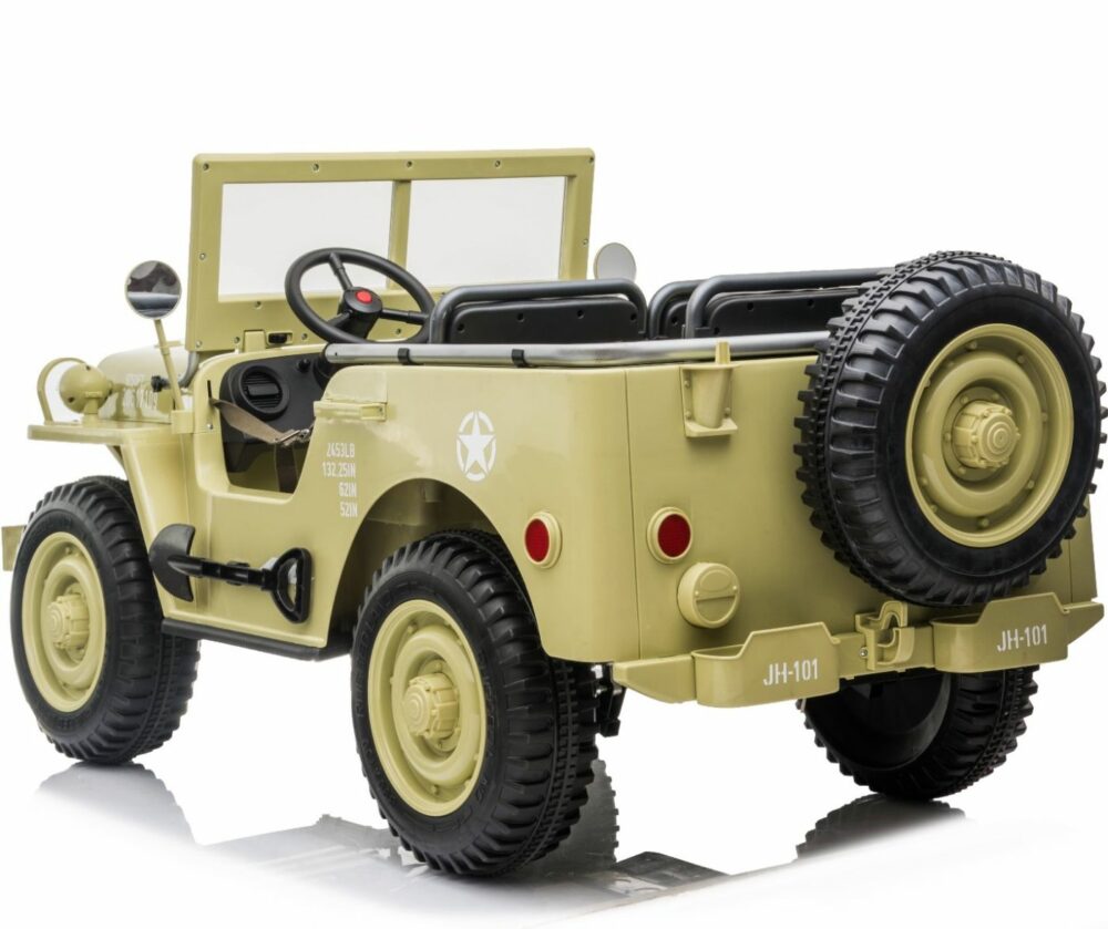 Kids Electric Jeep 3 Seater Vintage Style Sand