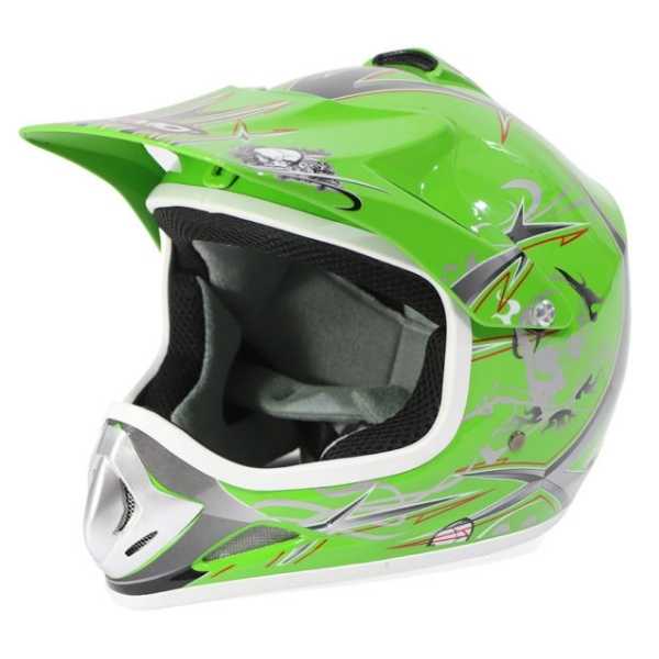 Kids motocross mx open face helmet green - xs
