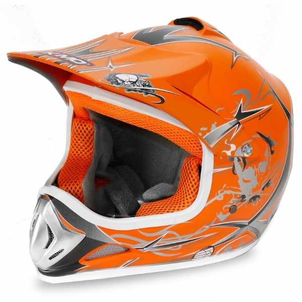 Kids motocross mx open face helmet orange - xl