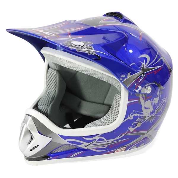 Kids motocross mx open face helmet blue - s