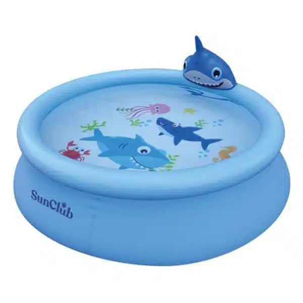 Sun club large 75in water spraying 3d shark kids paddling pool