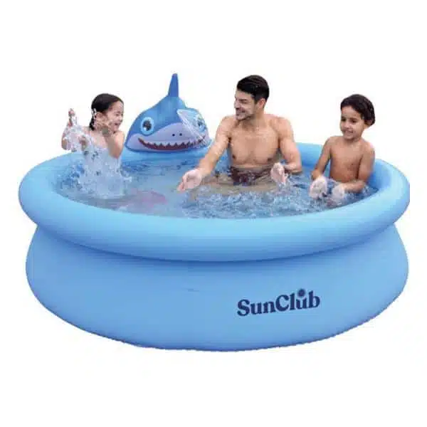 Sun club large 75in water spraying 3d shark kids paddling pool