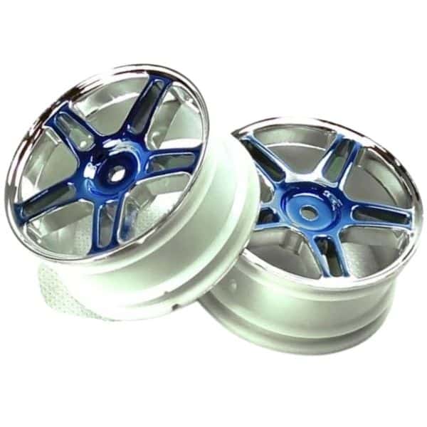 Blue chrome star spoke 1:10 rc car wheel rims 2p (02228)
