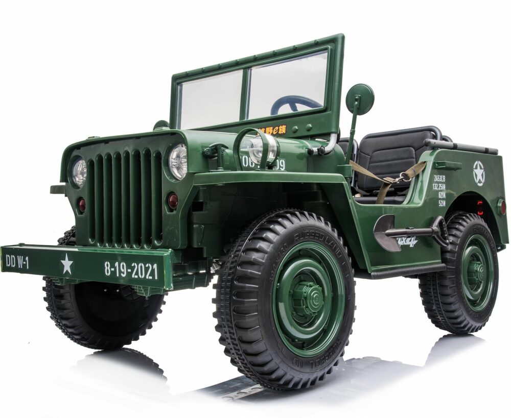 Kids Electric Jeep 3 Seater Vintage Style Green