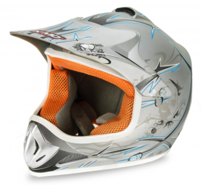 Kids Motocross Mx Open Face Helmet Silver - M 1