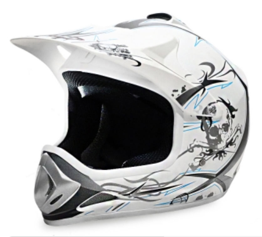 Kids Motocross Mx Open Face Helmet White