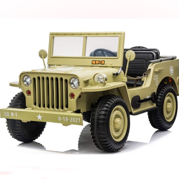 Kids Electric Jeep 3 Seater Vintage Style Sand