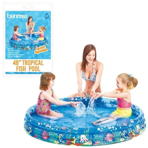Benross 48" outdoor garden kids play 3 ring tropical fish swimming paddling pool