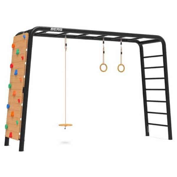 Berg playbase large tl frame with wooden disc seat, rings and climbing wall