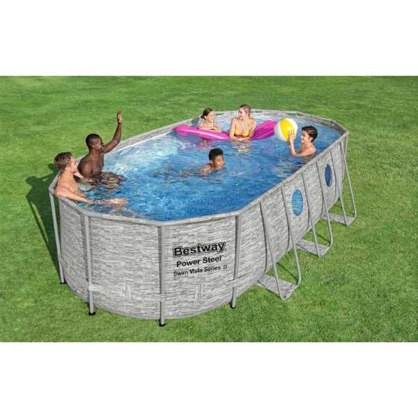 Bestway 56716 steel oval swim vista -grey 18ft pool 549x274x122cm
