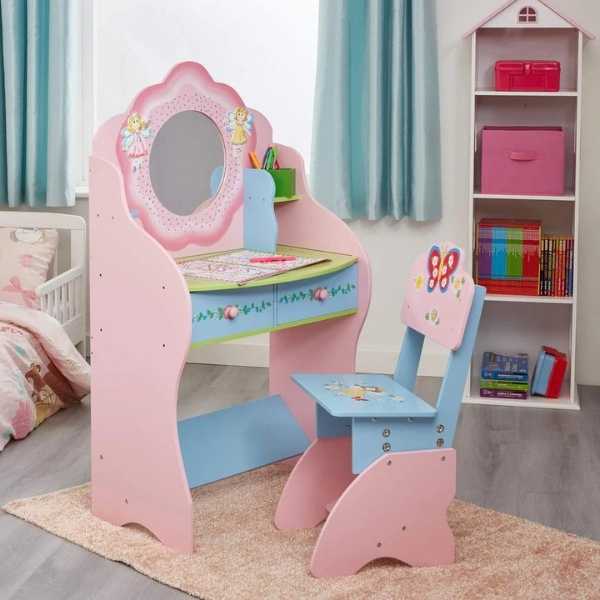 Fairy dressing table with height adjustable chair