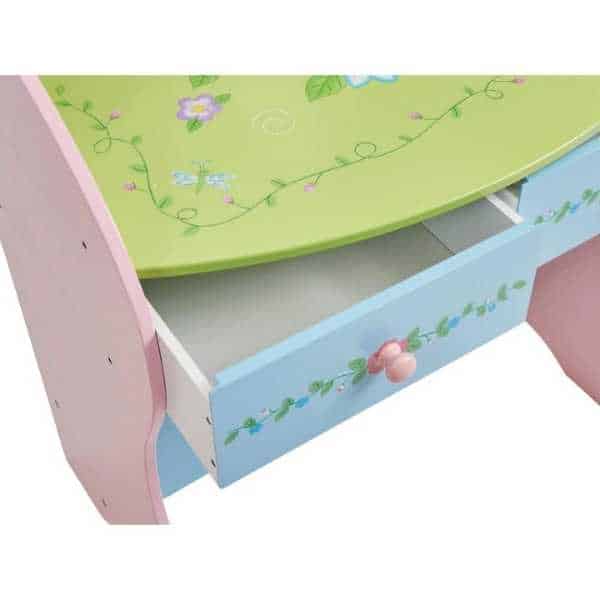 Fairy dressing table with height adjustable chair