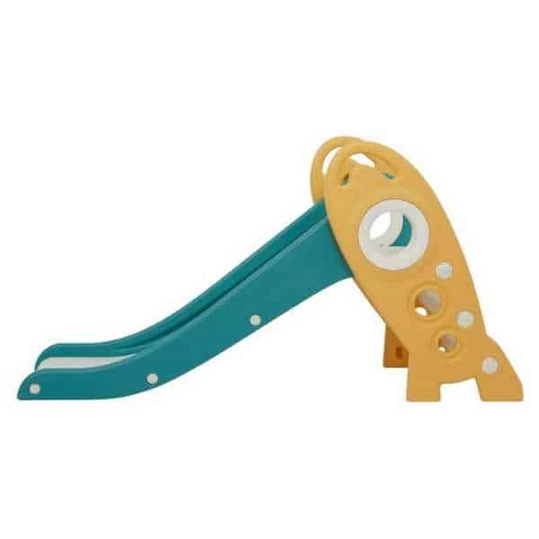 Kids foldable rocket slide – green/gold
