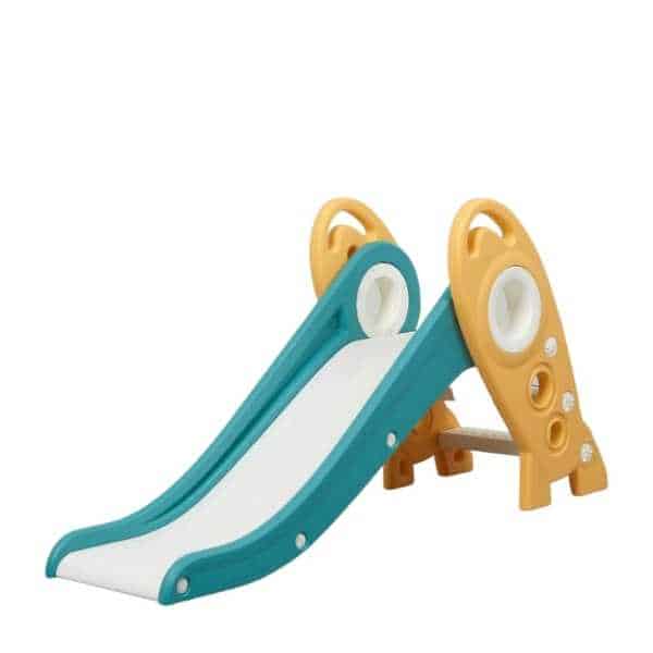 Kids foldable rocket slide – green/gold