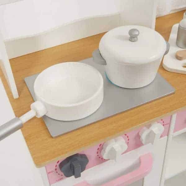 Country play kitchen with 9 wooden accessories