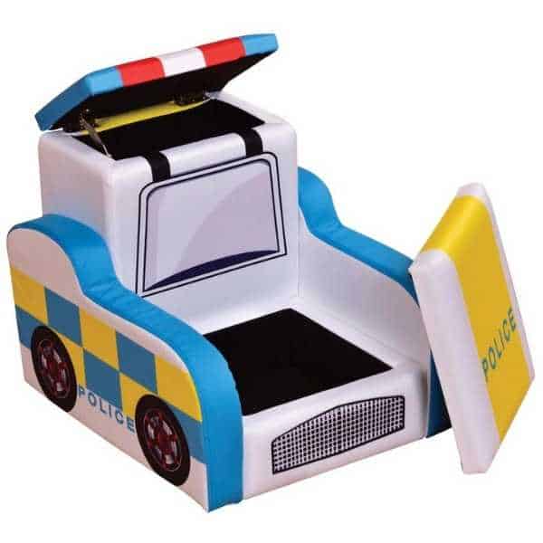 Kids police themed storage chair