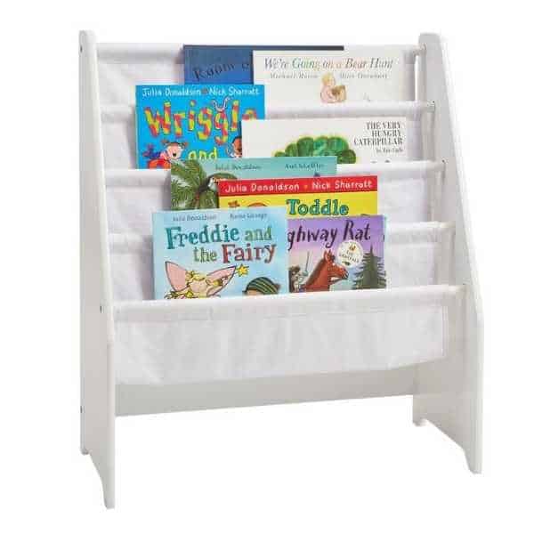 White wooden book display