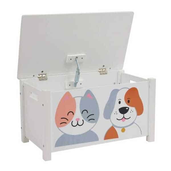 Kids wooden cat and dog toy box