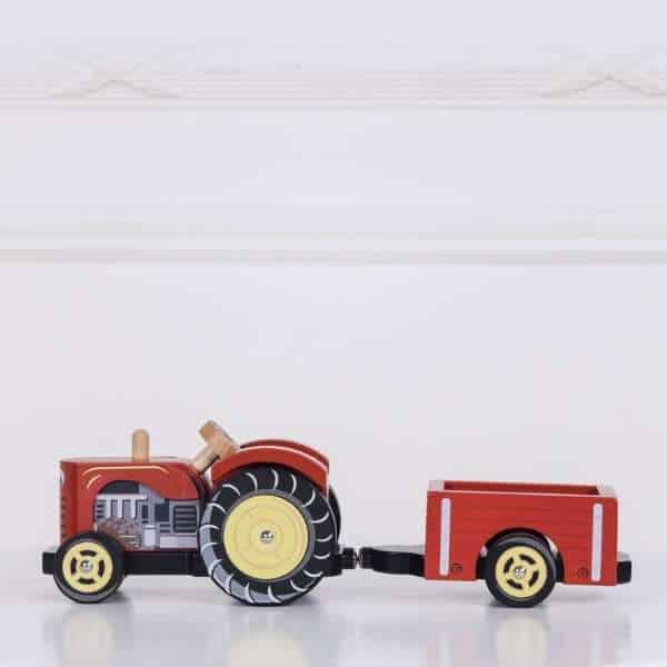 Red wooden tractor