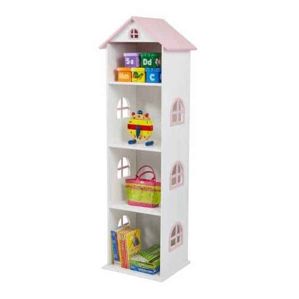 Tall white dolls house bookcase