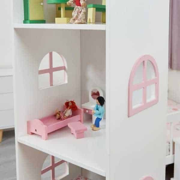 Tall white dolls house bookcase