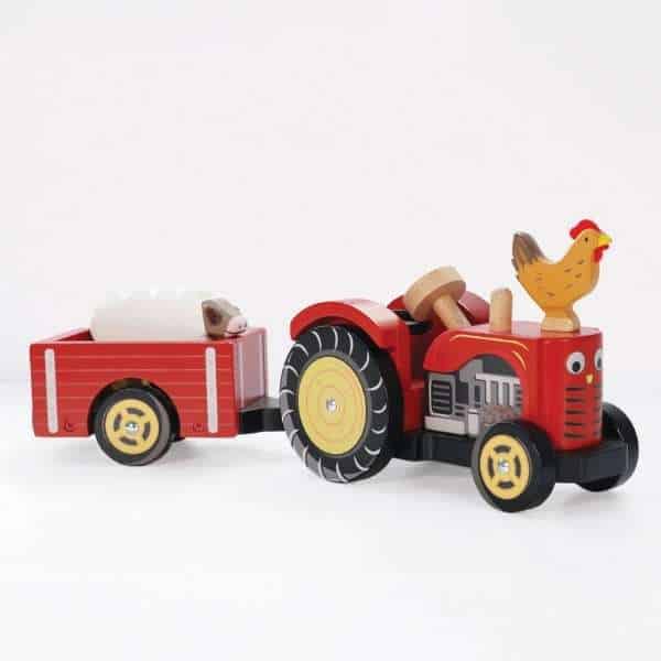 Red wooden tractor