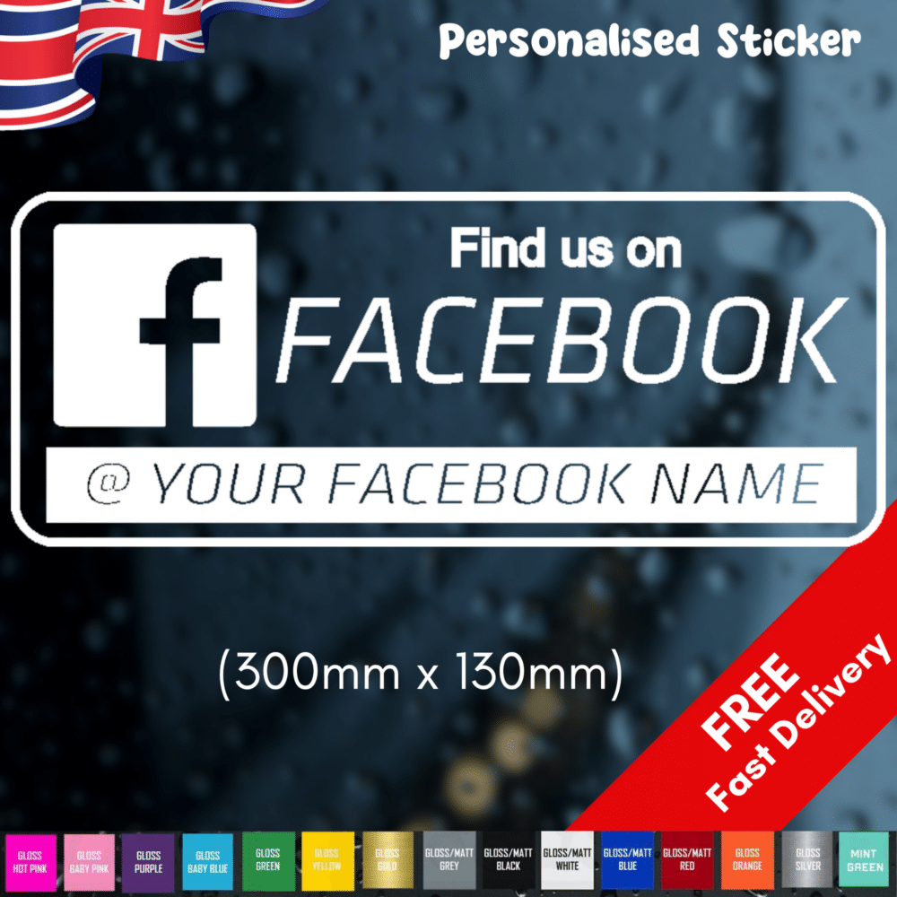 Find us on facebook - social media business window door vinyl sticker decal